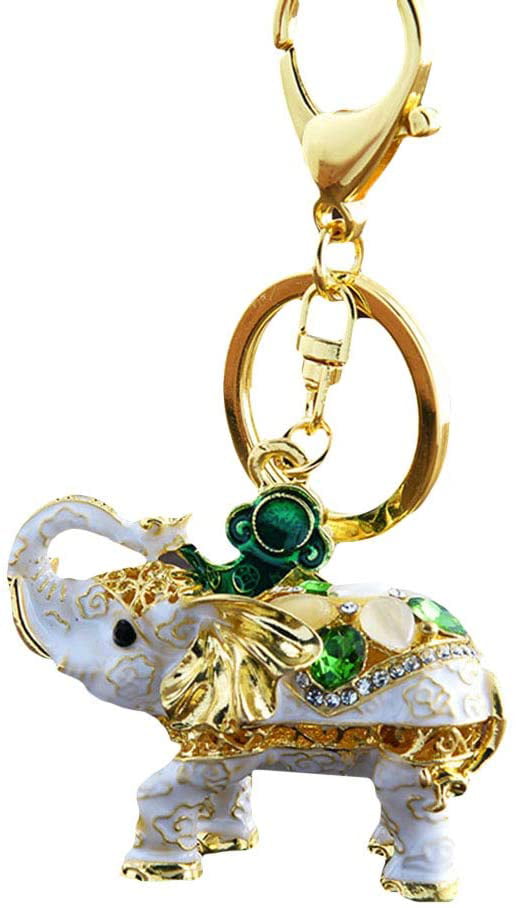 UK_ FM Cute Elephant Rhinestones Keychain Key Ring Bag Purse Hanging Ornament G 