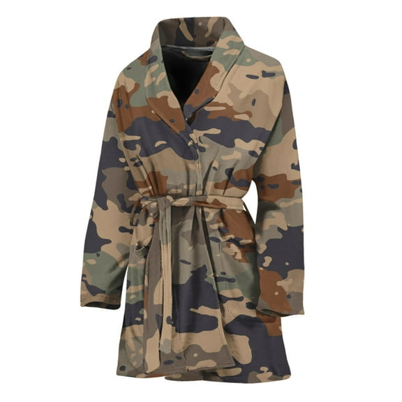 Desert Camouflage Women Bathrobe One Size Univeral Fits Fashion Lightweight Plush Fleece Long Robe For Women
