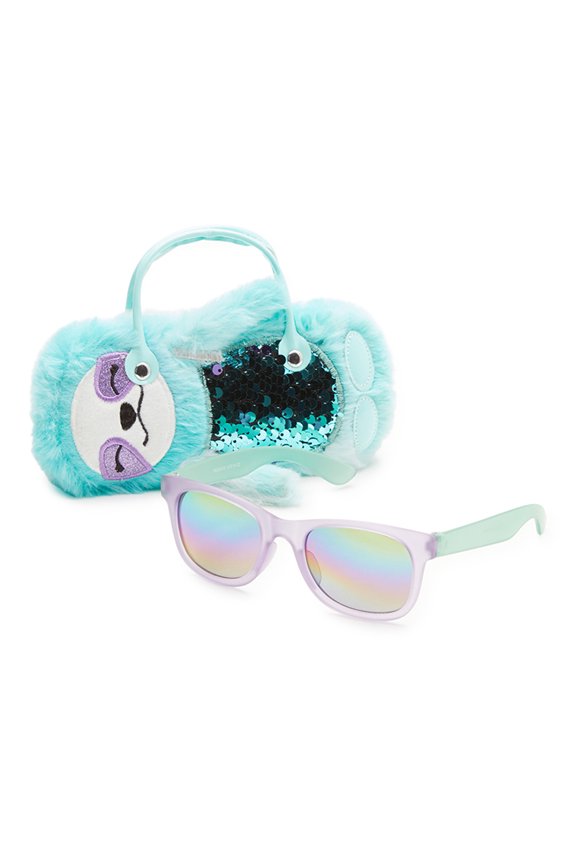 Kids Sunglasses with Sloth Carrying Case