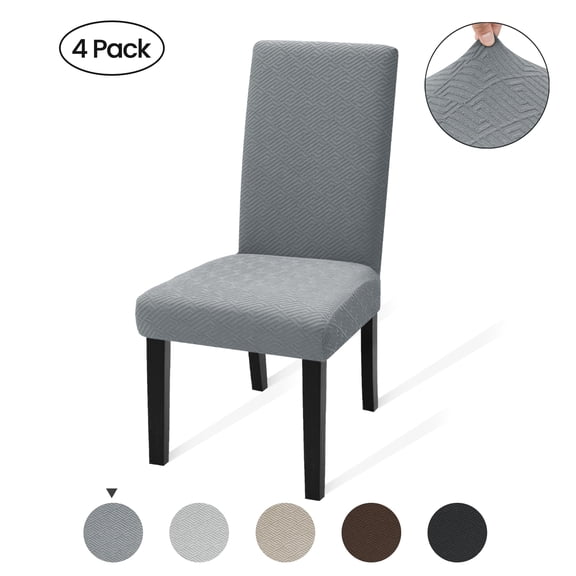 JIATER Chair Covers for Dining Room Stretch Washable Chair Slipcovers Protector Set of 4,Light Gray