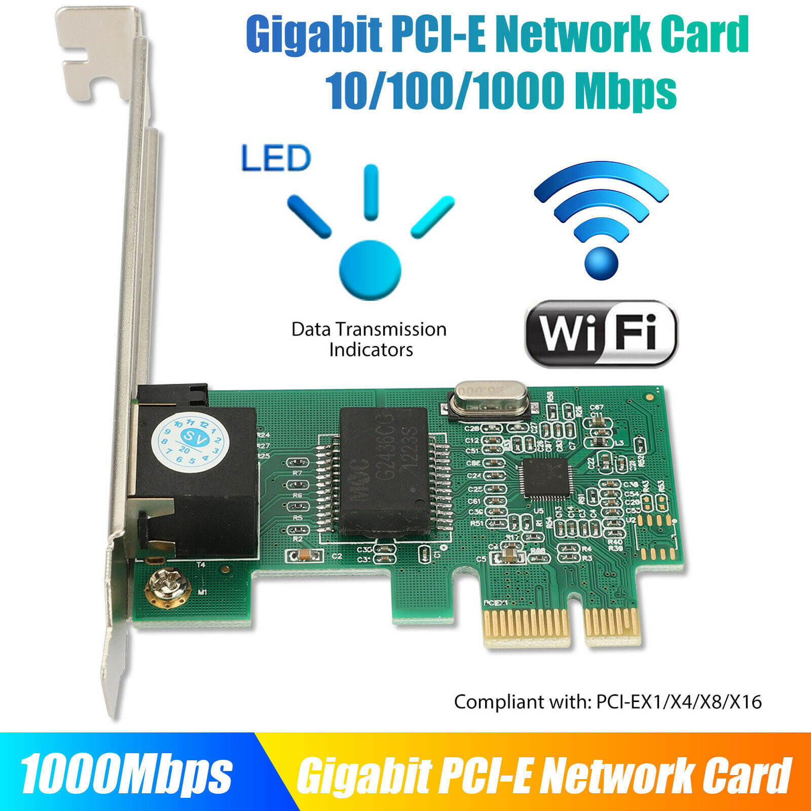 Gigabit Ethernet Lan Pci E Pci Express Network Controller Card 10 100 1000 Mbps Walmart Com Walmart Com