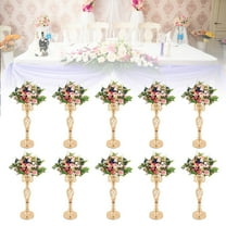 DENEST 10PCS Gold Wedding Flower Vases with Crystal Beads Centerpieces Flower Holder