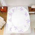 thumbnail image 5 of Feelyou Dreamy Purple Bow Kid Bed Sheets, Bowknot Butterfly King Sheets, 4-Piece, 5 of 7