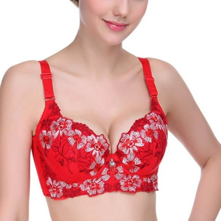 

Clearance Sale!!!Charming Embroidery Floral Bra Lady Women s Padded Lingerie Bralette Bra Underwire Charming Support Push Up Bra Cotton Underwear