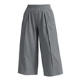 thumbnail image 4 of Ltctricy Capri Pants for Women Elastic Waisted Wide Leg Pants Loose Fit Casual Pants with Pockets Beach Vacation Clothes(Gray,X-Large), 4 of 7