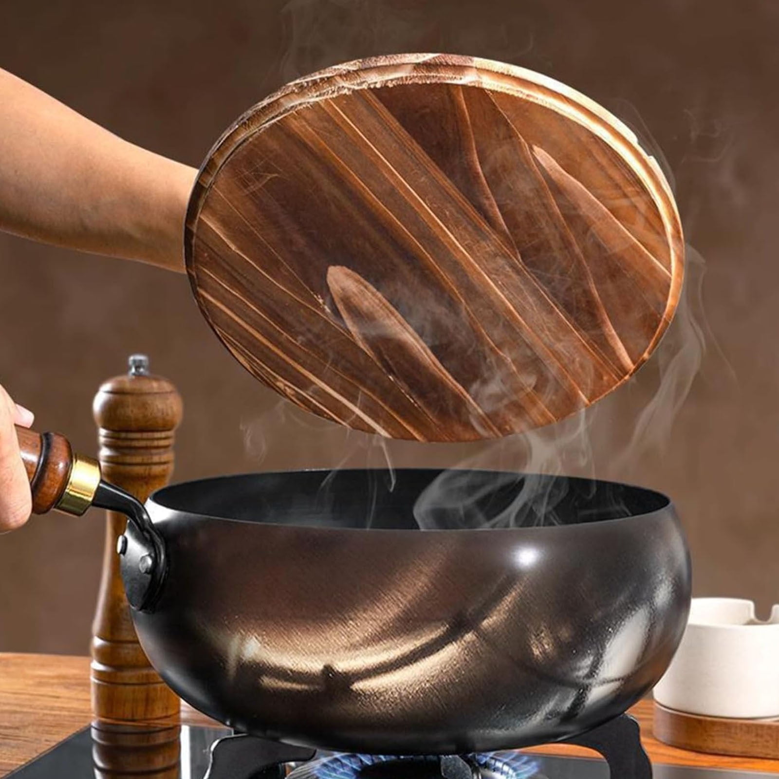 Xecvkr Hand Forged Iron Wok Belly Frying Pan Uncoated Saute Pan Traditional Non Stick Cookware for Stir Frying Searing Deep Cooking Home Chef
