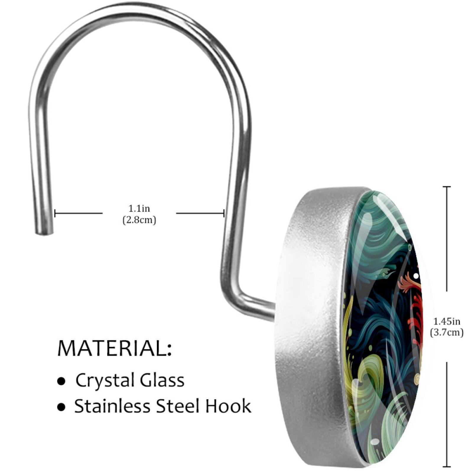 HemaKayy 12 Pcs Decorative Shower Curtain Hooks - Stainless Steel Rings for Bathroom Décor - Easy Glide & Secure Hold - Perfect Decoration for Bathroom Shower Rods - Ocean Sea Slug