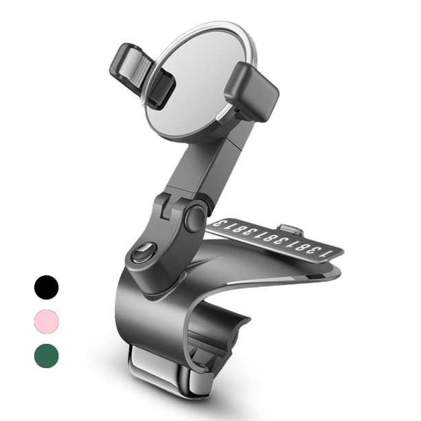 Seitruly Soporte de teléfono para salpicadero de coche, Clips ajustables de 1200 ° para coche, número de estacionamiento oculto para teléfono móvil, Teléfono y Comunicación Negro