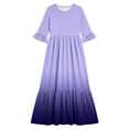 thumbnail image 4 of Girls Flowy Tiered Maxi Dress Ombre with Pockets 3/4 Sleeve Summer Casual Purple,Size 9-10 T, 4 of 7