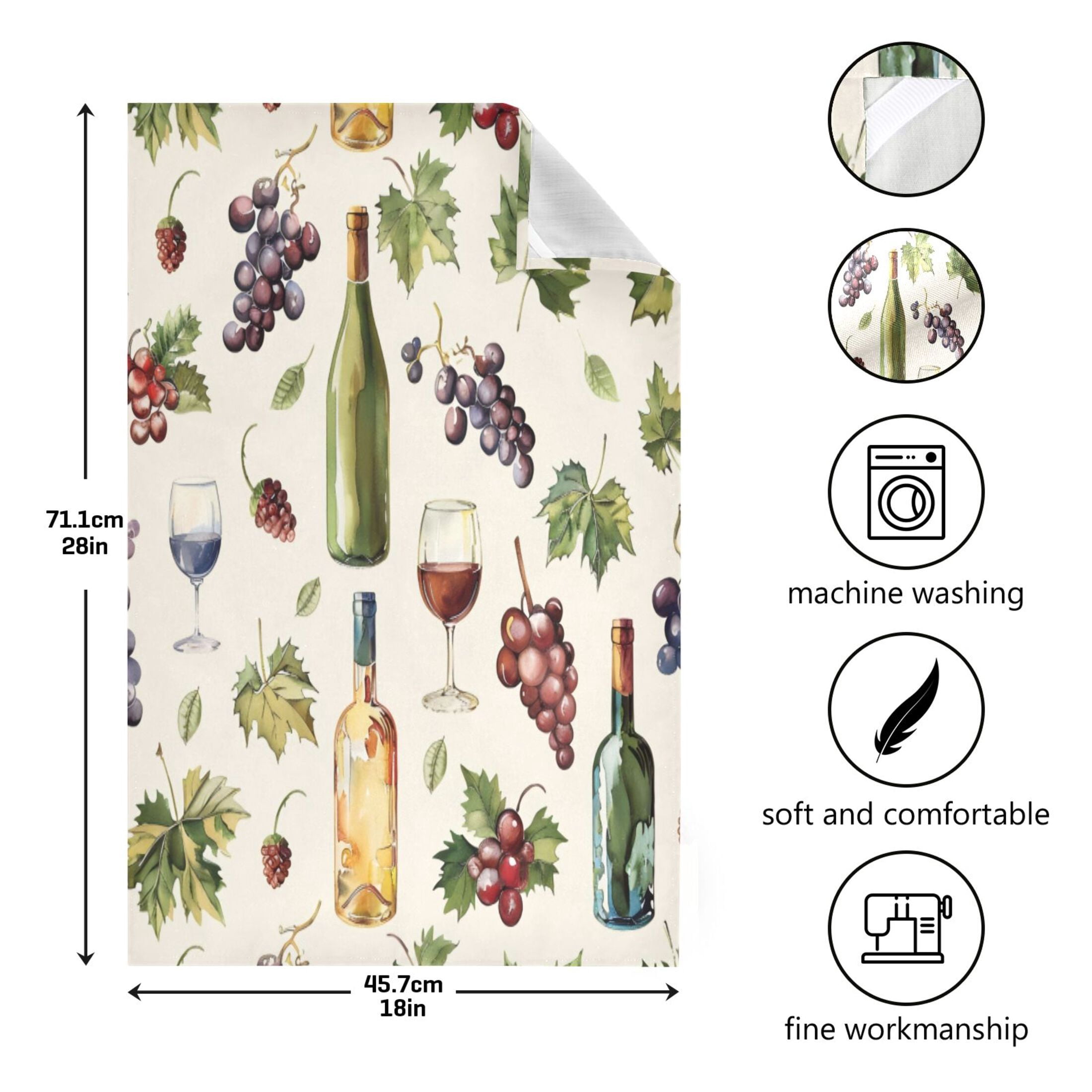 Kitchen Towel 28x18 Inches x6，Plate Towel, Decorative Towel, Napkin, Tea Towel Tea Towels For Kitchen Dish Cloths & Dish Towels Wine Bottle