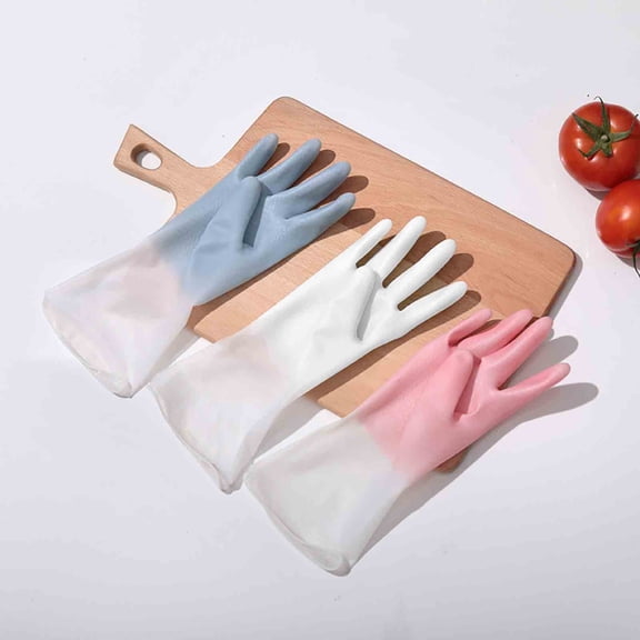 Kugisaki Household Rubber Cleaning Gloves with Non-slip Grip, Water Resistant Reusable Dish Washing Gloves for Kitchen & Bathroom Cleaning(Size S)