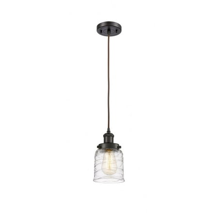 916-1P-OB-G513 Innovations Lighting Bell - 1 Light Cord Hung Mini Pendant In Industrial Style-10 Inches Tall and 5 Inches Wide-Oil Rubbed Bronze