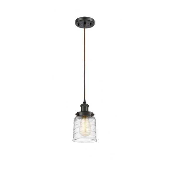 916-1P-OB-G513 Innovations Lighting Bell - 1 Light Cord Hung Mini Pendant In Industrial Style-10 Inches Tall and 5 Inches Wide-Oil Rubbed Bronze