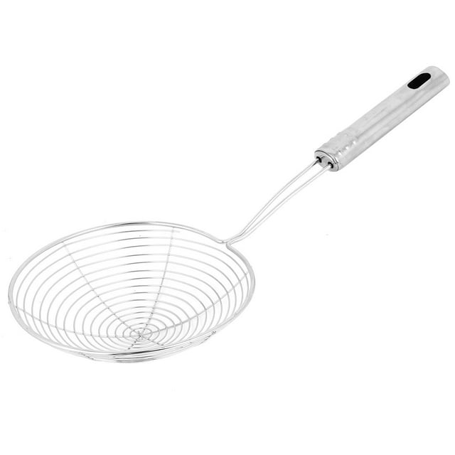 Unique Bargains Kitchen Spiral Noodles Food Mesh Strainer Ladle Silver Tone 33cm Length