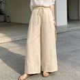thumbnail image 4 of PBFRDSJ Cotton Linen Plazzo Pants for Women Boho Floral Embroidered Drawstring Pants Casual Wide Leg Peasant Vacation Bottoms, 4 of 7