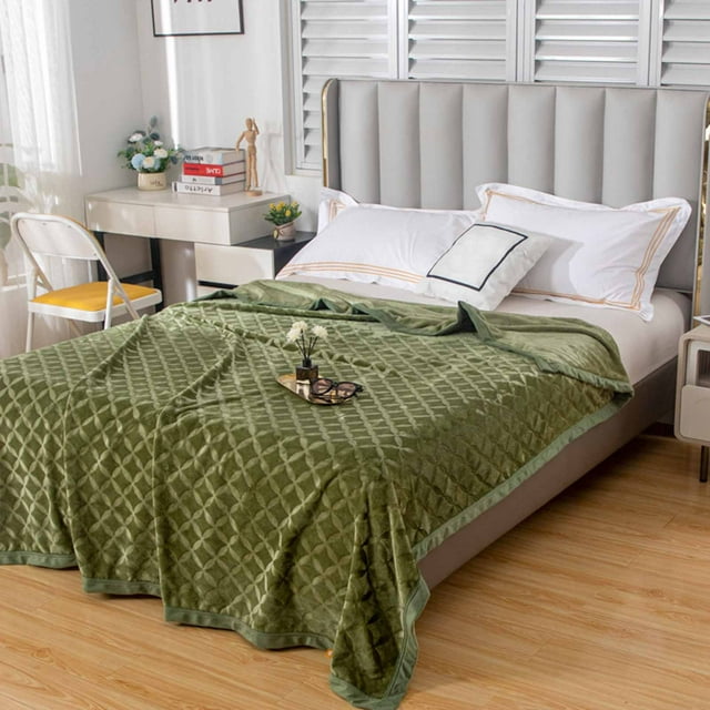 Meitianfacai Milk Velvet Faray Coral Velvet Blanket Shawl Blanket Luncheon Blanket Sofa Cover Blanket Sheet, Green