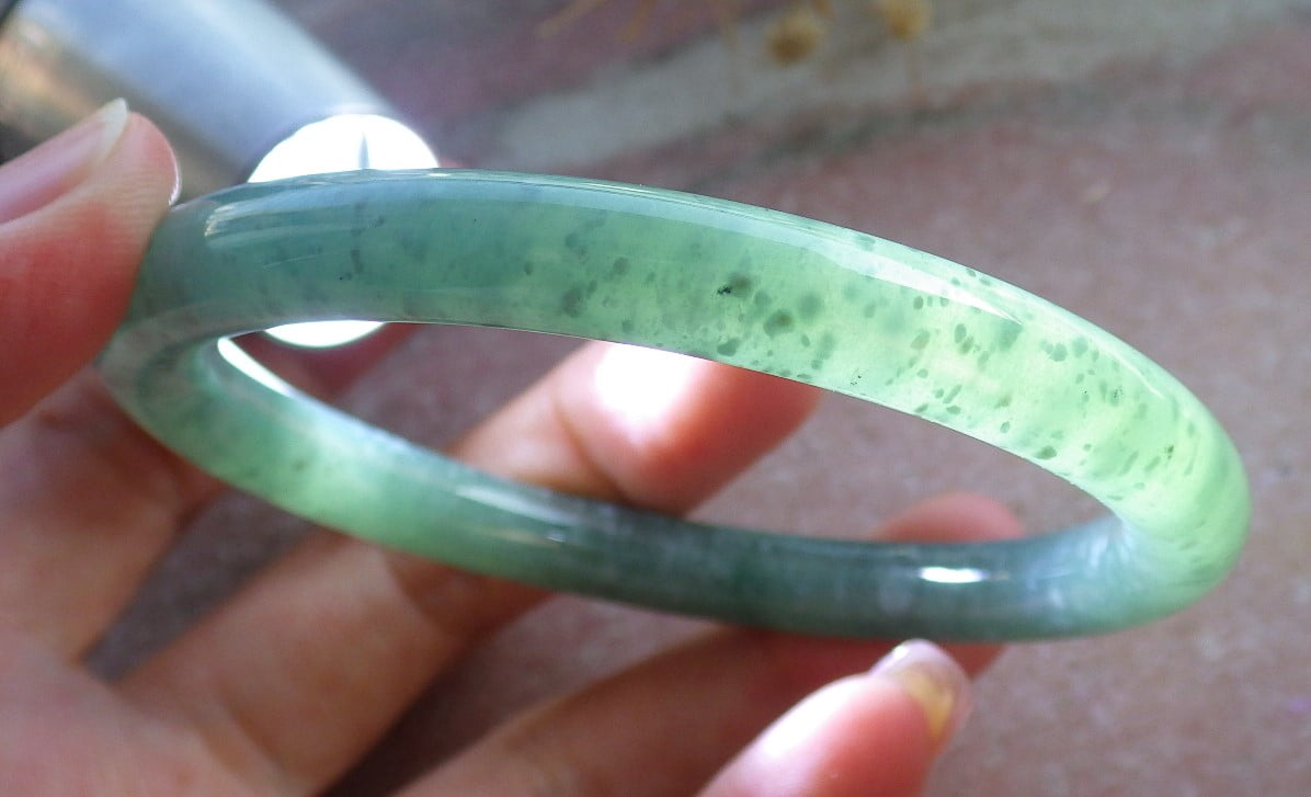 Icy Green Natural A JADE Jadeite Circle Bangle Bracelet 58 mm 683879 TN