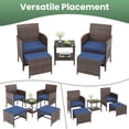 thumbnail image 5 of ELPOSUN 5 Piece Patio Furniture Set, Outdoor Conversation Wicker Chairs for Two with Ottoman Underneath,Brown Rattan,Navy, 5 of 8