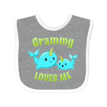 

Inktastic Grammy Loves Me- Cute Narwhal Gift Baby Boy or Baby Girl Bib
