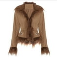 thumbnail image 3 of Gpaecead Women's Vintage Floral Embroidered Jacket - Faux Fur Trim Boho Long Sleeve Coat Brown, 3 of 5