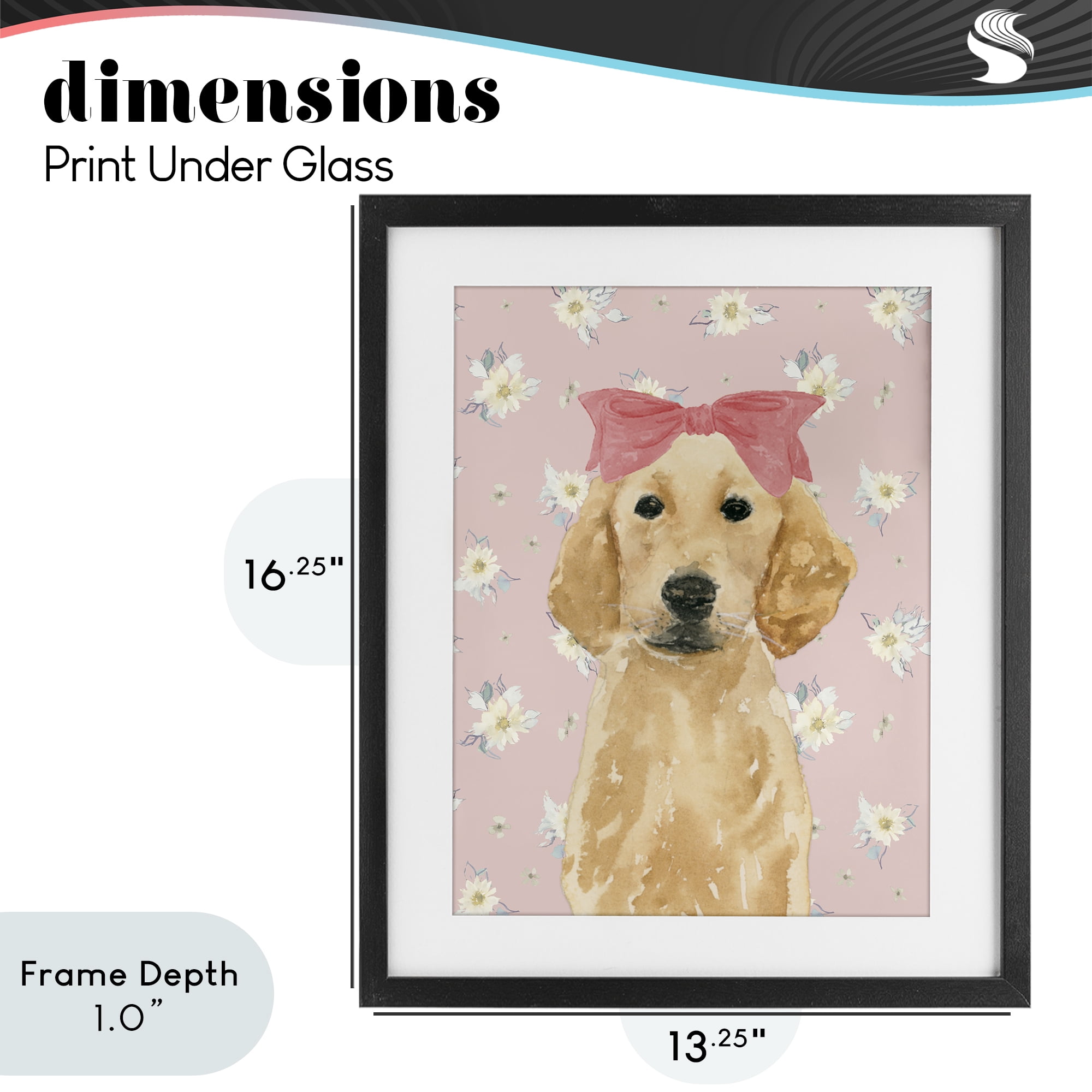 Stupell Industries Picture Ready Retriever Black Framed Print Under Glass, design by Lucille Price