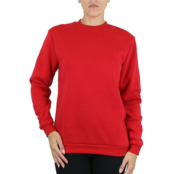 Women's Loose Fitting Crew Neck Fleece-Lined Pullover Sweater