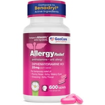 GenCare Allergy Relief Tablets Antihistamine Diphenhydramine HCl 25mg, 600 Tablets