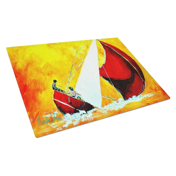 Caroline's Treasures Sailboat Break Away Glass Cutting Board Large