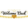 thumbnail image 4 of LUUFILx Welcome Back Banner Glitter Gold Heart Backdrop Party Supplies Decoration Event Background Photography Props School Office Reunion, 4 of 8