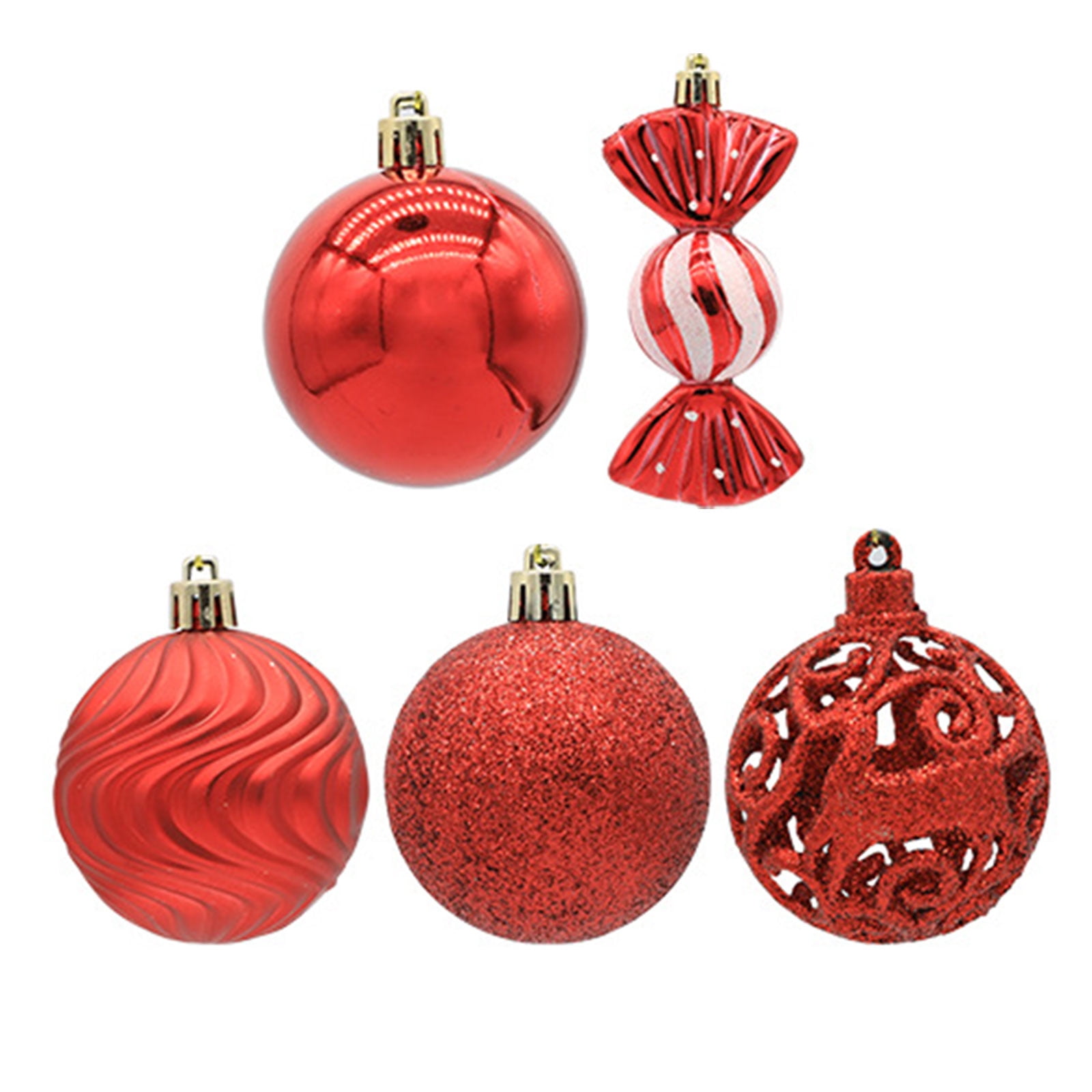 Christmas Balls Set of 40 Plastic Sphere Ornaments Hanging Crafts Decor for Xmas Tree Festival Front Door Decoration Party Props Supplies
