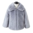 thumbnail image 4 of Coerni Girls Faux Fu𝐫 Jacket Plush Sherpa Coat Toddler Winter Coats Warm Fuzzy Trendy Cardigan Thick Lapel Collar Outerwear, 4 of 5