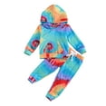 thumbnail image 1 of Kmbangi Girls' Tie-Dye Sleeve Hoodies Tops Pants 2 Piece Set Autumn Clothes Set, 1 of 8