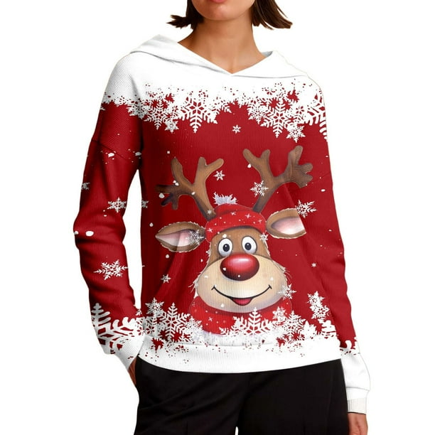 WILLBEST Sudadera con Capucha de Estilo Acogedor, Manga Larga, Estilo Casual, con Estampado Festivo para Comodidad y Calidez Diarias Mediana