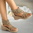 thumbnail image 5 of AXXD Summer Sandals for Women 2024 Trendy Wedge Gladiators Rhinestone Zip-Up Mothers Day, 5 of 7