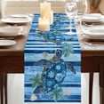 thumbnail image 3 of Blue Turtle Coastal 60 Inch Table Runner, Sea Nautical Beach Summer Retro Farmhouse Dresser Scarf Cotton & Linen Tablerunner for Dining/Kitchen Island/Holiday Party Décor 13" x 60", 3 of 9