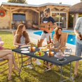 thumbnail image 4 of CL.HPAHKL Rectangular Folding Table, Plastic Folding Tables 6 ft Long Fold-in-Half Party Tables with Carrying Handle Heavy Duty Folding Table for Picnic, Dining, Party, Office, Home, Black, 4 of 8