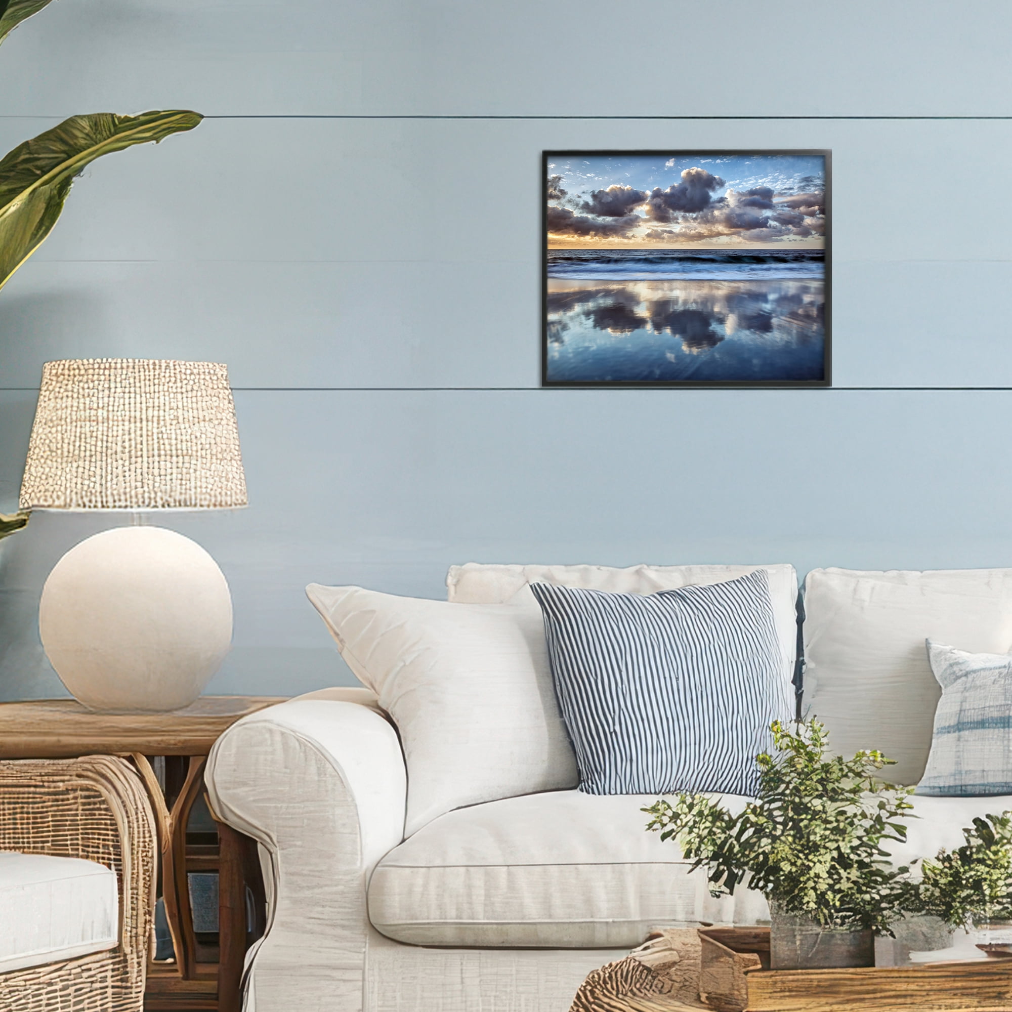 Stupell Industries Reflective Clouds Seascape Black Framed Giclee Art, design by Superstock Partners LLC