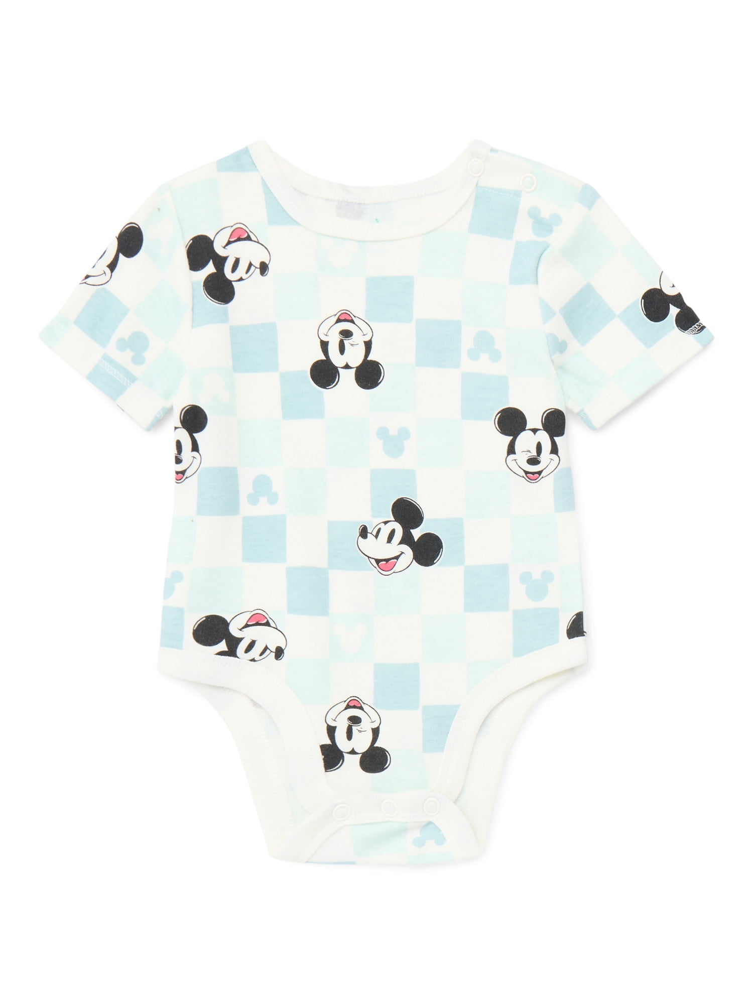 Disney Baby Boys or Girls Mickey Mouse Bodysuit with Short Sleeves, 2-Pack, Sizes 0/3M-24M