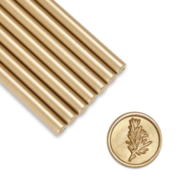 Barras de cera para sellar prosecco UNIQOOO, color dorado metalizado, paquete de 16