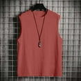thumbnail image 3 of cocolona Mens Summer Solid Color Tank Tops Crew Neck Sleeveless T-shirts Casual Lightweight Tank Tops Red 2XL, 3 of 4