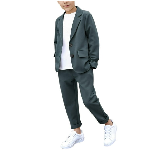 JDQJBZ Tenues d'Été Garçons Filles 2 Pcs, Ensembles 2 Pcs Garçons Blazer à Manches Longues et Pantalon, Ensembles à Manches Courtes Garçons Filles Col Rabattu Blouses Shorts de Sport