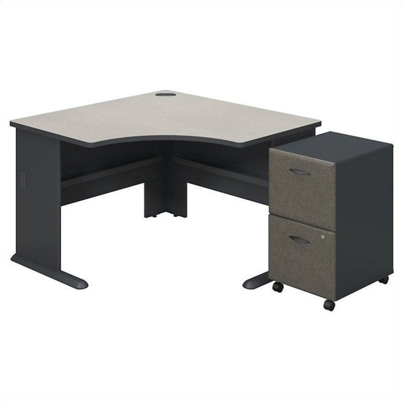 Bush Business Furniture Series A Corner Desk with Pedestal in Slate