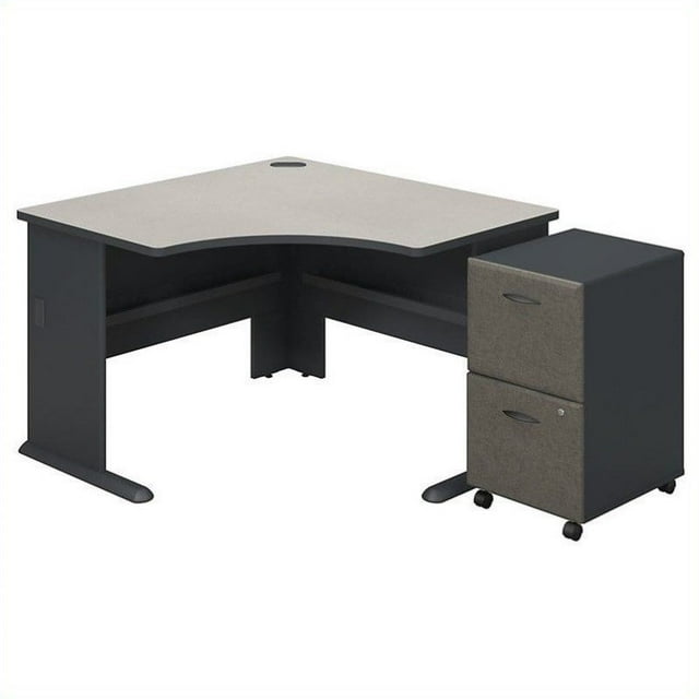 Bureau d'Angle Série Bush avec Piédestal en Ardoise Blanche Spectrum