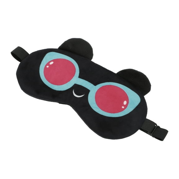 Unique Bargains 1 Pc Black Red Cartoon Red Glasses Sleep Mask Soft Eye Shade Cover for Travel for Rest