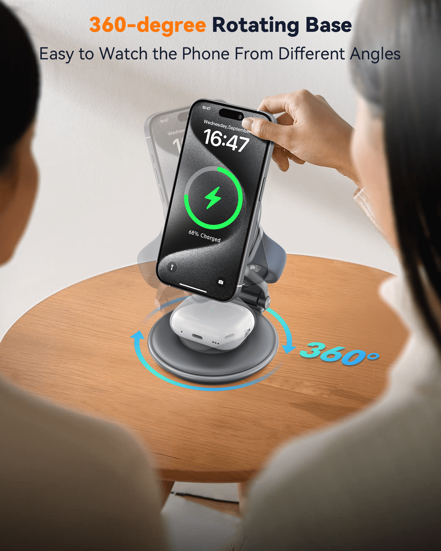 Magnetic Wireless Charger for Apple Devices - Foldable 3 in 1 Fast Charging Station for iPhone 17 16 15 14 13 12 Pro/Max/Plus/Mini, AirPods Pro/3/2, iWatch 9/8/7/6/SE/5/4/3/2(Grey)