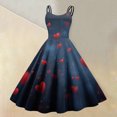 thumbnail image 2 of Spring Valentines Dress for Women Elegant Off Shoulder Sleeveless Dresses Love Heart Print Royal Blue L, 2 of 5