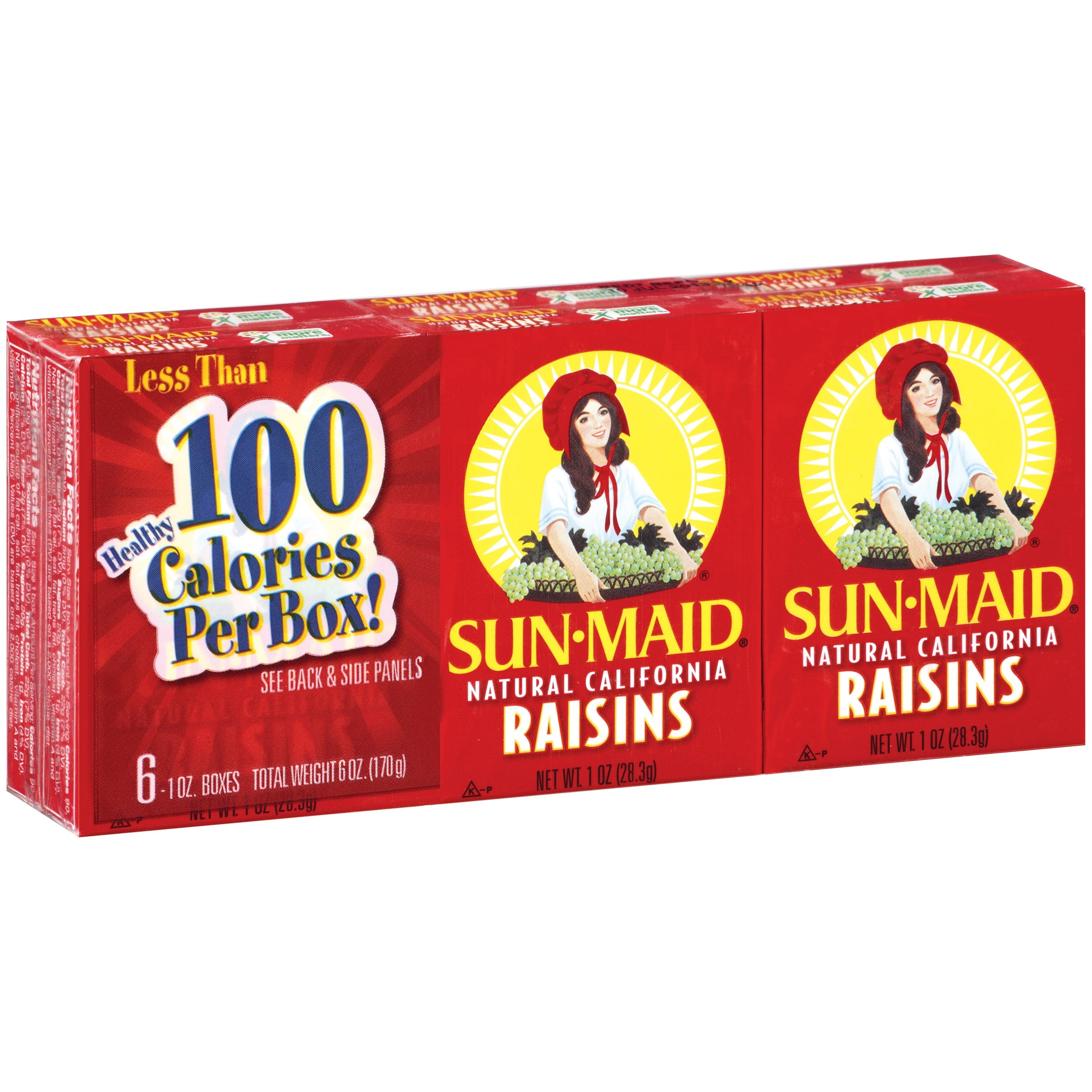 SunMaid Natural California Raisins, 6 ct, 1 oz