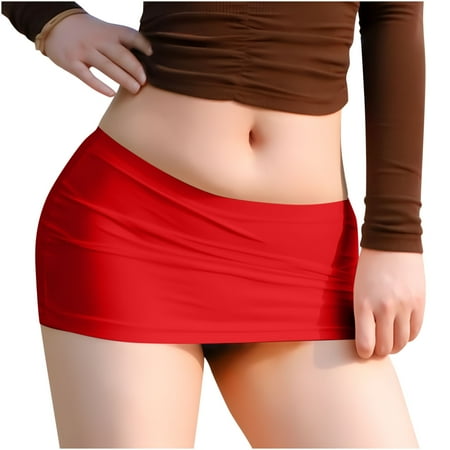 Mrat Tennis Skirt Women Mini Skirts for Womens Solid Color Summer Bag Butt Skirt Hot Girl Half Body Short Skirt S-30 Red-A One Size