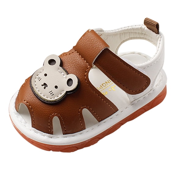 LNMQLPDBS Baby Sandals Non-Slip Soft Sole Sandals for Toddler Boys Baby Girl Sandals 12-18 Months with Cute Bear Comfort Breathable Summer SandalsToddler Prewalker Walking Shoes Brown 6-9 Months