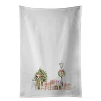 Carolines Treasures CK8135WTKT 28 x 19 in. Unisex Jack Russell Terrier Tricolor with Christmas Wonderland White Dish Towels Kitchen Towel - Set of 2